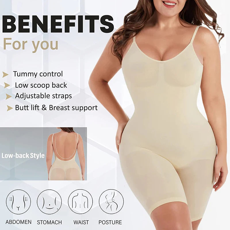 Women Seamless Low Back Bodysuit Shapewear Waist Trainer Body Shaper Open Crotch Slimming Underwear