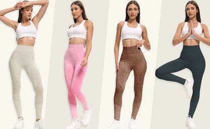 2 Pack High Waisted Sexy Butt Lifting Seamless Solid Color Yoga Leggings Elastic And Breathable Fitness Sports Pants