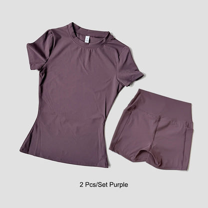 Sports Sets Fitness Hip-lifting Tight Top Short Sleeve