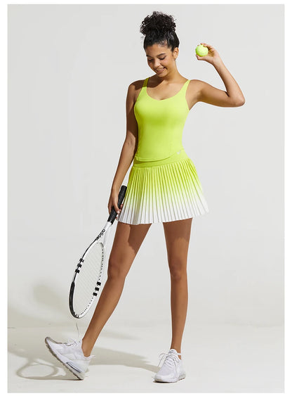 Golf Mini Skirt High Waist Pleated Tennis Sport Skirt Pocket  Fitness Casual Skorts