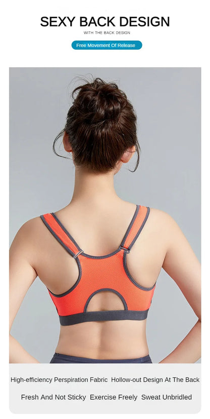 Yoga Sports Bra Push Up Sportwear Workout Vest for Women Front Zipper