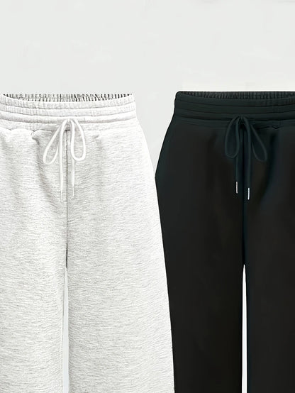 Casual Pants Simple Front-Tie Loose Fit Wide-Leg Trousers, Comfortable