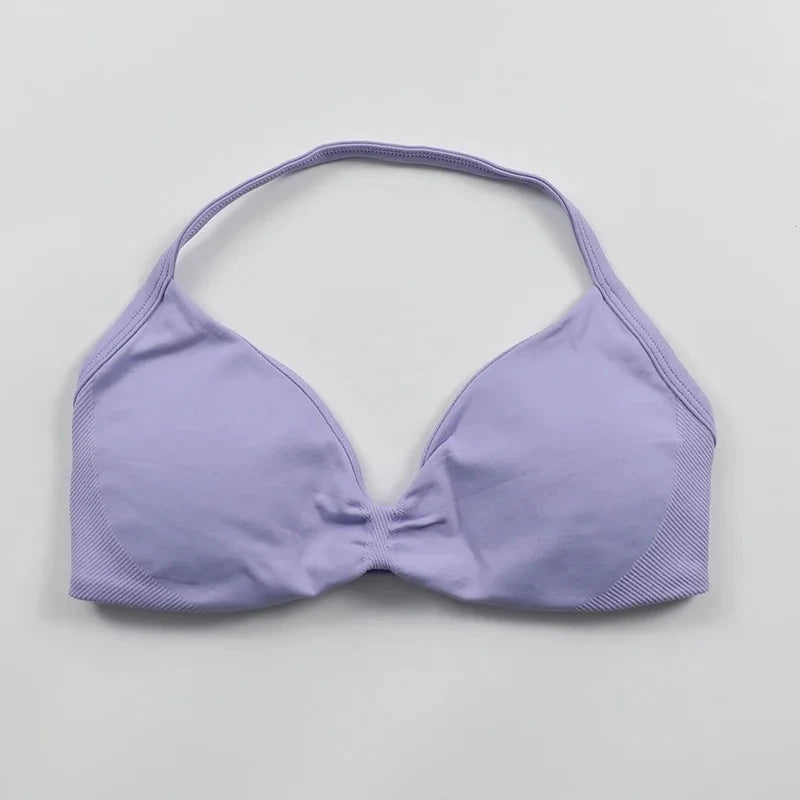 Strappy Bra Gym Top Women High Support Thin Strap Push up Bra