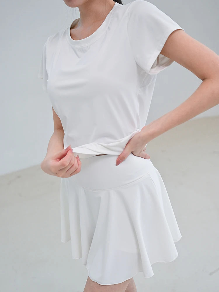 style tennis sports set gym top short sleeve running quick-drying short skirt